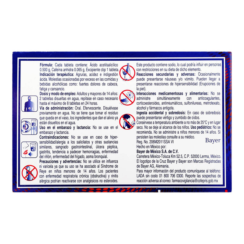 Alka-Seltzer Boost Efervecente V 500Mg/65Mg Con 10 Tabletas (Acido Acetilsalicilico/Cafeina) - WeCare Pharma