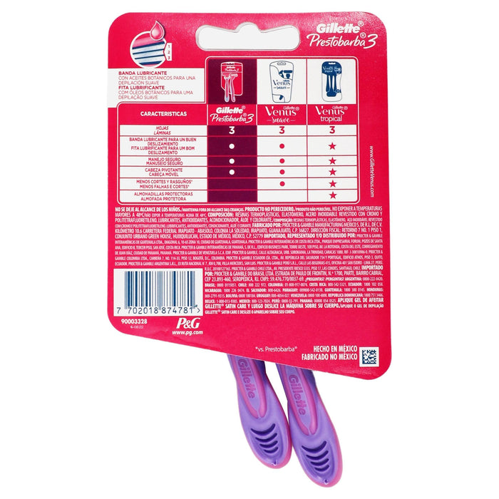 Maquina Para Afeitar Gillette Prestobarba 3 Rosa Con 2 - WeCare Pharma