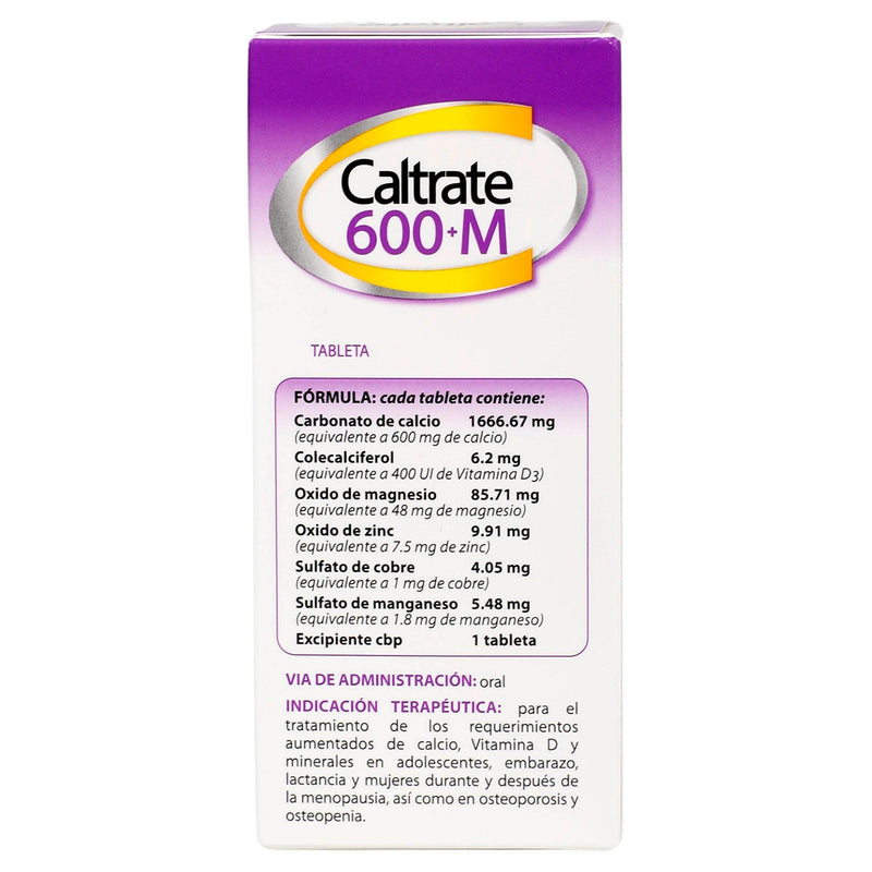 Caltrate 600+M Con 60 Tabletas (Vitamina D3/Minerales) - WeCare Pharma