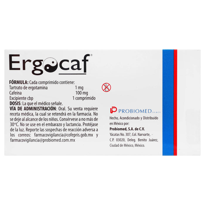 Ergocaf (Ergotamina/Cefeina) Comp 1Mg/100Mg Con 20 - WeCare Pharma
