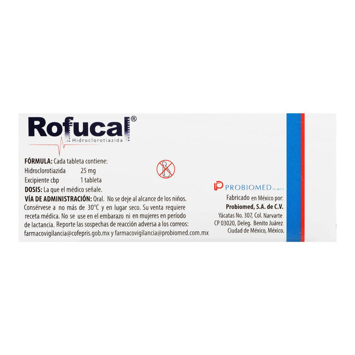 Rofucal 25Mg Con 30 Tabletas (Hidroclorotiazida) - WeCare Pharma