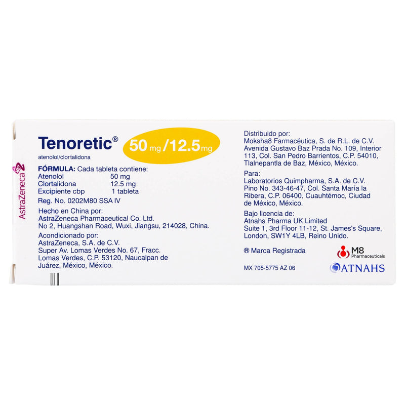 Tenoretic (Atenolol/Clortalidona) 50/12.5Mg Tabletas Con 28 - WeCare Pharma