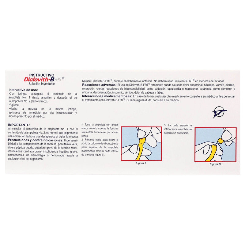 Diclovith-B-Frt 100Mg/125Mg/75Mg/20Mg Con 3 Ampulas (Complejo B/Diclofenaco) - WeCare Pharma