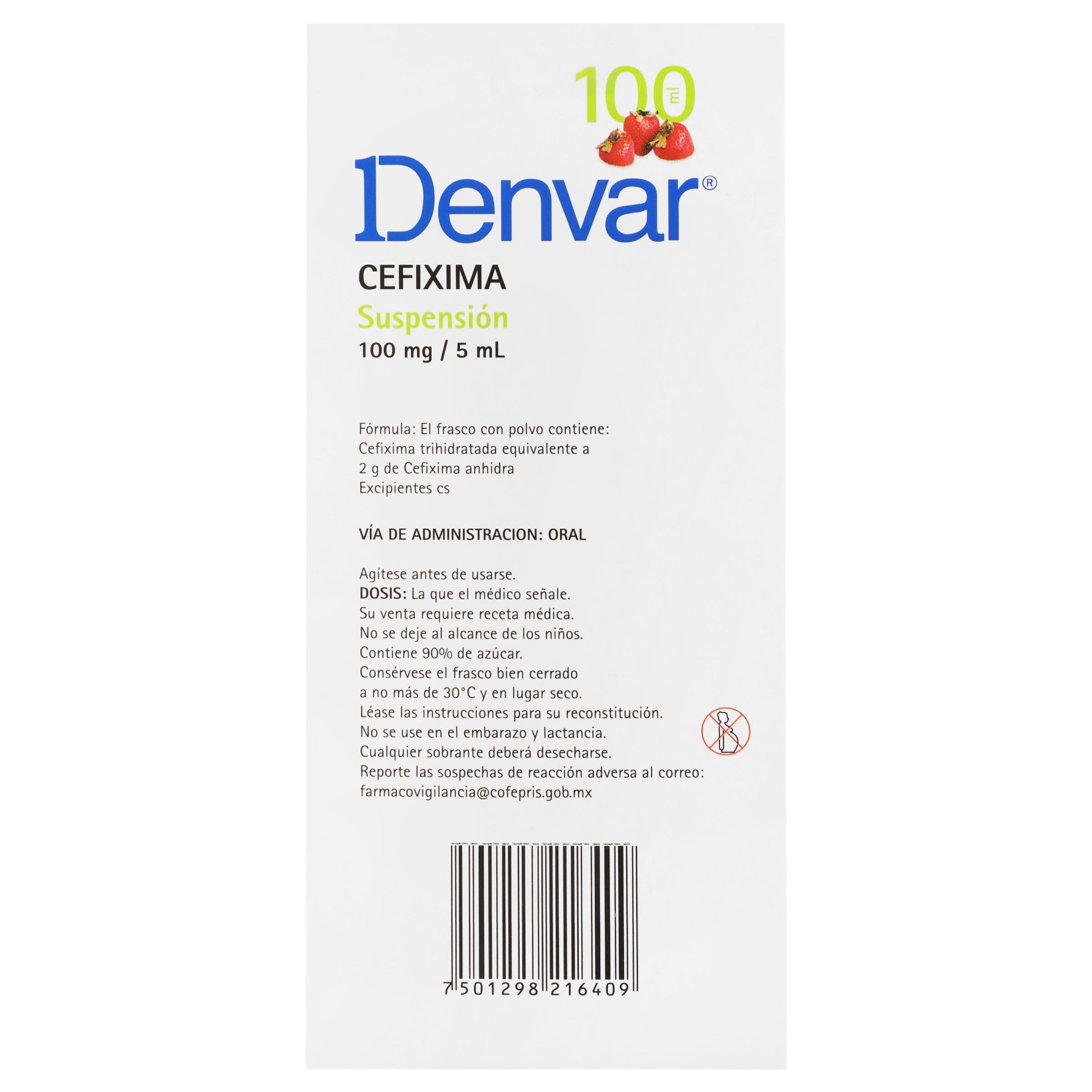 Denvar Suspensión 100Mg/5Ml 100Ml (Cefixima) 7 - 7501298216409