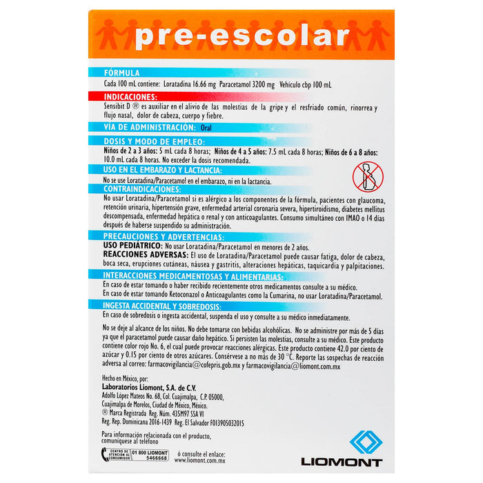 Sensibit D Jarabe Infantil 16.66Mg/3.2G 60Ml (Loratadina/Paracetamol) - WeCare Pharma