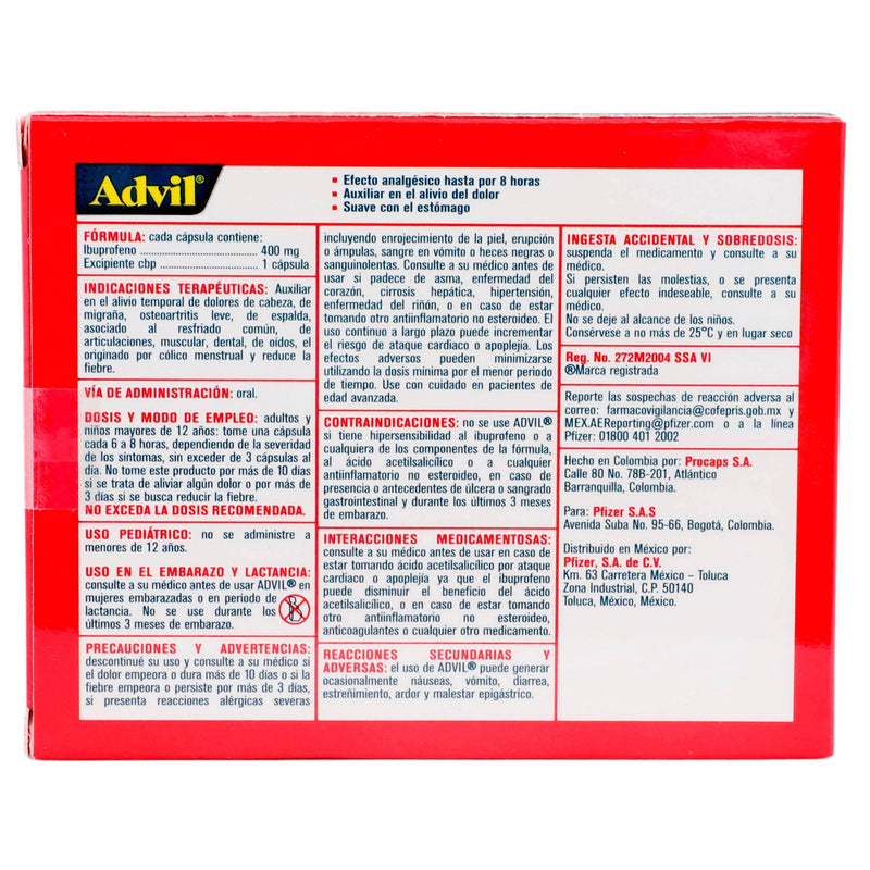 Advil Max 400Mg Con 10 Capsulas (Ibuprofeno) - WeCare Pharma