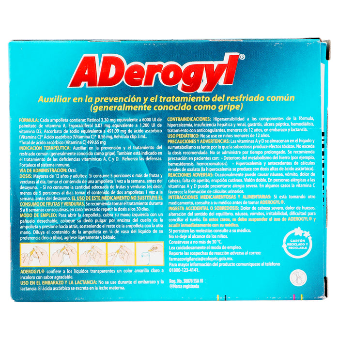 Aderogyl 3Ml Con 5 Ampulas (Retinol/Ac Ascorbico/Ergocalcifenol) 6 - 7501165003040