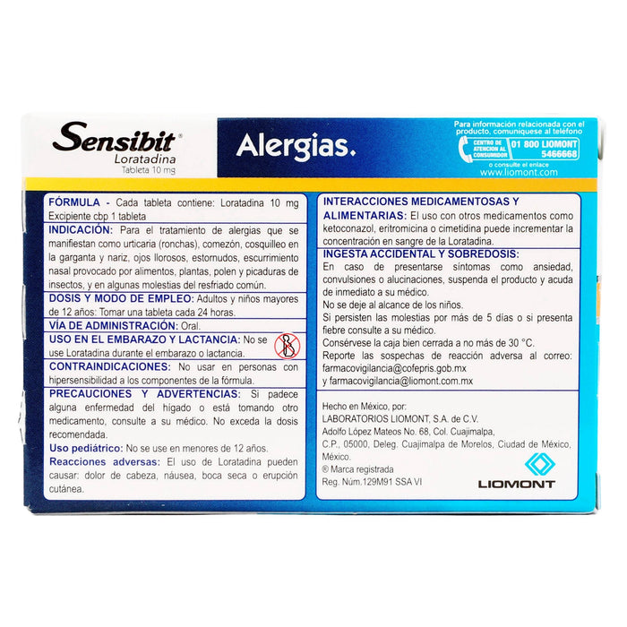 Sensibit 10Mg Con 10 Tabletas (Loratadina) - WeCare Pharma