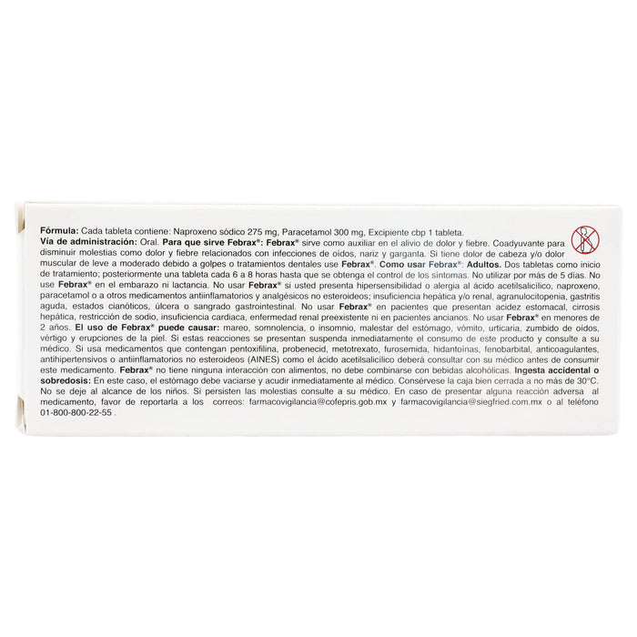 Febrax 275/300Mg Con 15 Tabletas (Naproxeno/Paracetamol) - WeCare Pharma