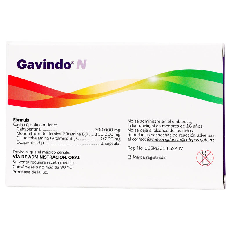 Gavindo Ncap 300Mg/100Mg/0.200Mg Con 30 (Gabapentina/Tiamina/Cinocobalamina) - WeCare Pharma