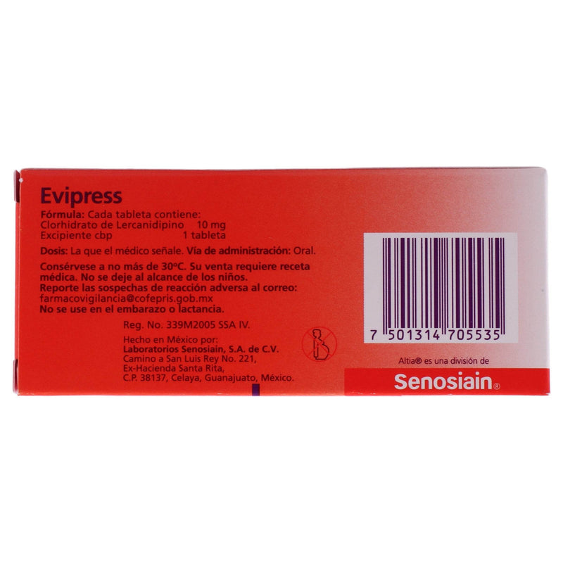 Evipress 10Mg Con 30 Tabletas (Lercanidipino) - WeCare Pharma