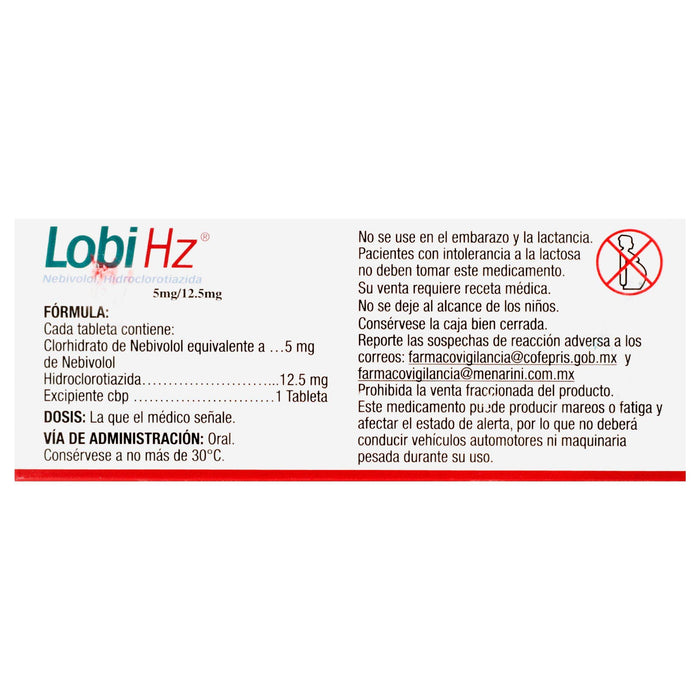 Lobi Hz 5Mg/12.5Mg Con 14 Tabletas (Nebivolol/Hidroclorotiazida) - WeCare Pharma