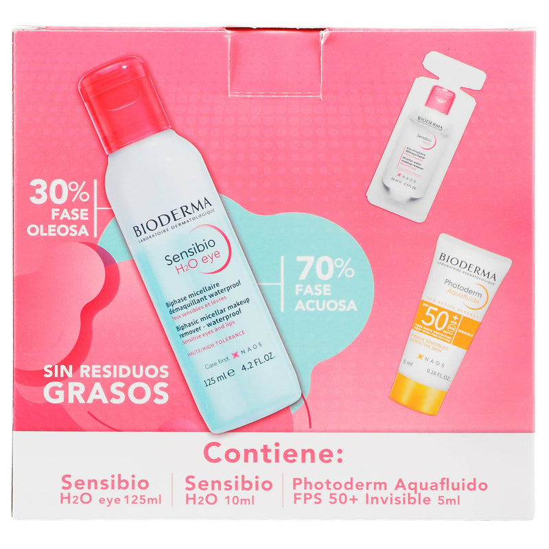 Bioderma Kit Sensibio H2O Eye Desmaquillante+ Mini Sensibio+Aquafluido Fps50 - WeCare Pharma