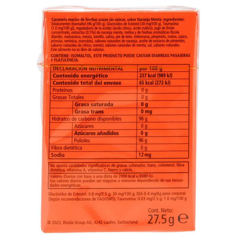 Caramelo Ricola Pastillas 27.5G Con 11 Naranja-Menta (Hierbas Alpinas Suizas) - WeCare Pharma