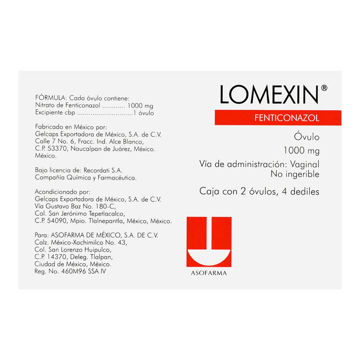 Lomexin Ovulos 1000Mg Con 2 (Fenticonazol) - WeCare Pharma