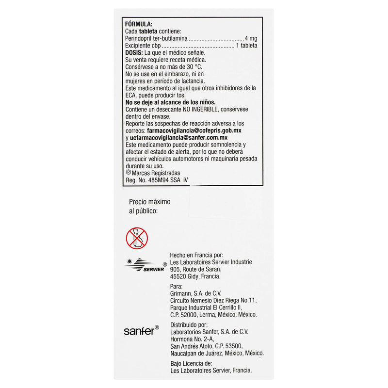 Coversyl 4Mg Con 14 Tabletas (Perindopril) - WeCare Pharma