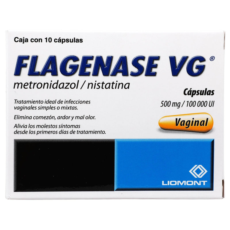 Flagenase Vg Vaginal 500Mg/100000Unid Con 10 Capsulas (Metronidazol/Nistatina) - WeCare Pharma