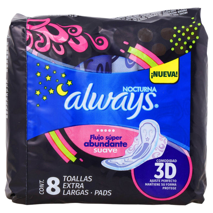 Toallas Always Noches Tranquilas Suave Con 8 - WeCare Pharma