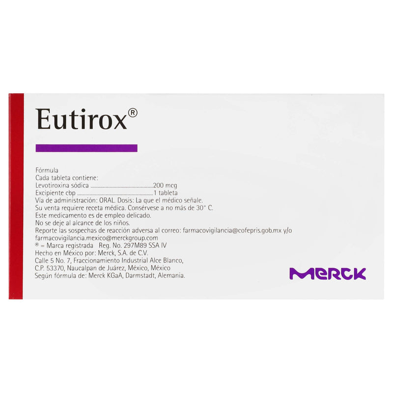 Eutirox 200Mcg Con 50 Tabletas (Levotiroxina Sodica) - WeCare Pharma