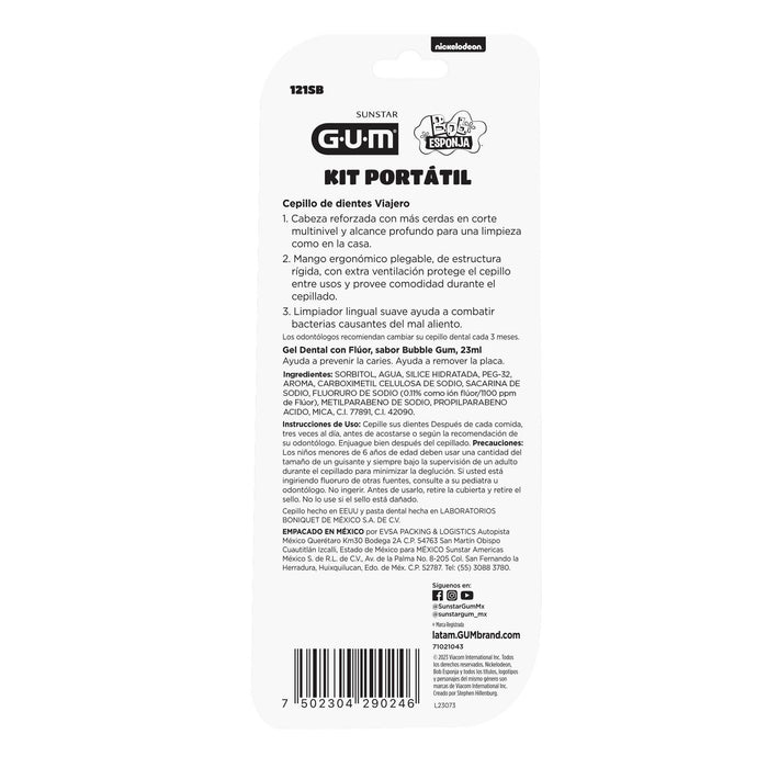 Kit Infantil Para Viaje Gum Bob Esponja Cepillo Dental + Gel Dental - WeCare Pharma