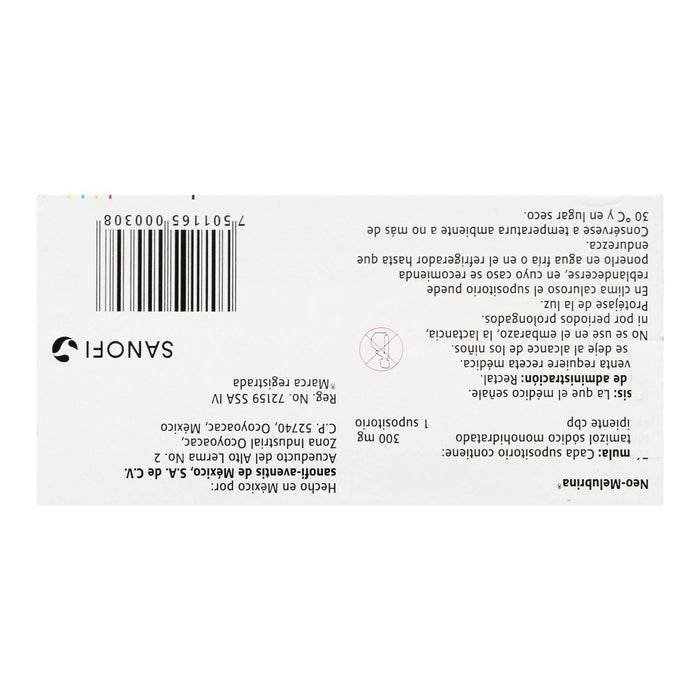 Neo-Melubrina Inf Supositorio 300Mg Con 5 (Metamizol Sodico) - WeCare Pharma