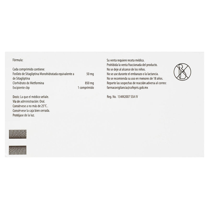 Janumet 50Mg/850Mg Con 56 Tabletas (Sitagliptina/Metformina) - WeCare Pharma