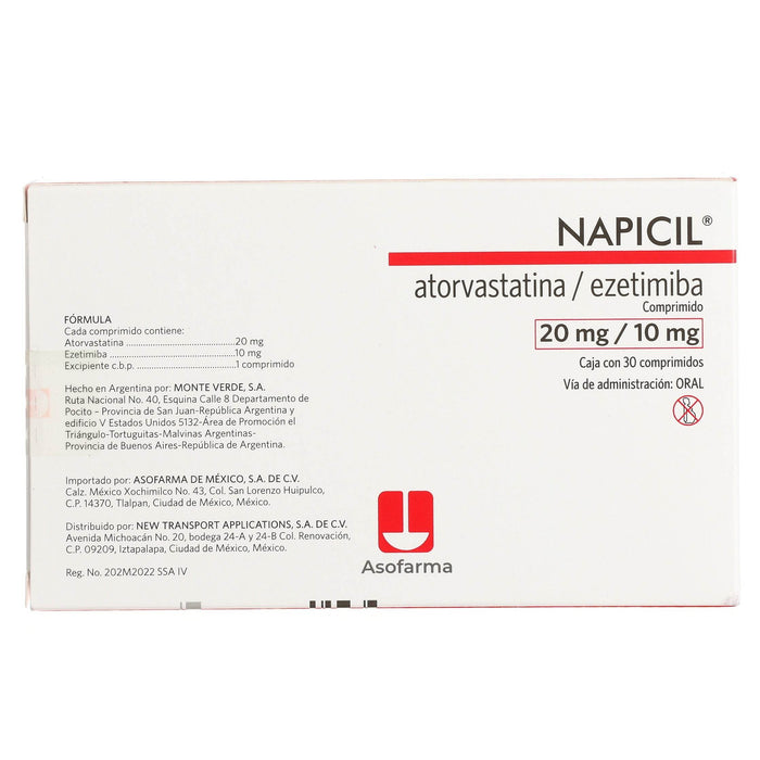 Napicil 20Mg/10Mg Con 30 Comprimidos (Atorvastatina/Ezetimiba) - WeCare Pharma