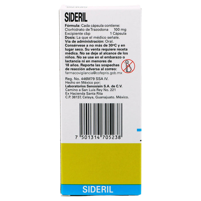 Sideril 100Mg Con 20 Capsulas (Trazodona) - WeCare Pharma