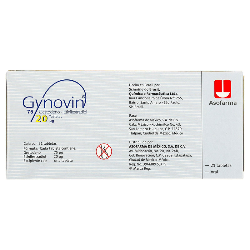 Gynovin (Gestodeno/Etinilestradiol) Tabletas 75Mcg/20Mcg Con 21 - WeCare Pharma