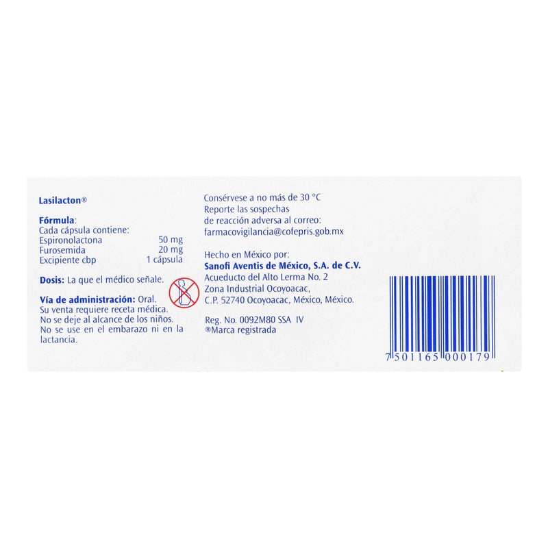 Lasilacton 20Mg/50Mg Con 16 Tabletas (Furosemida/Espironolactona) - WeCare Pharma