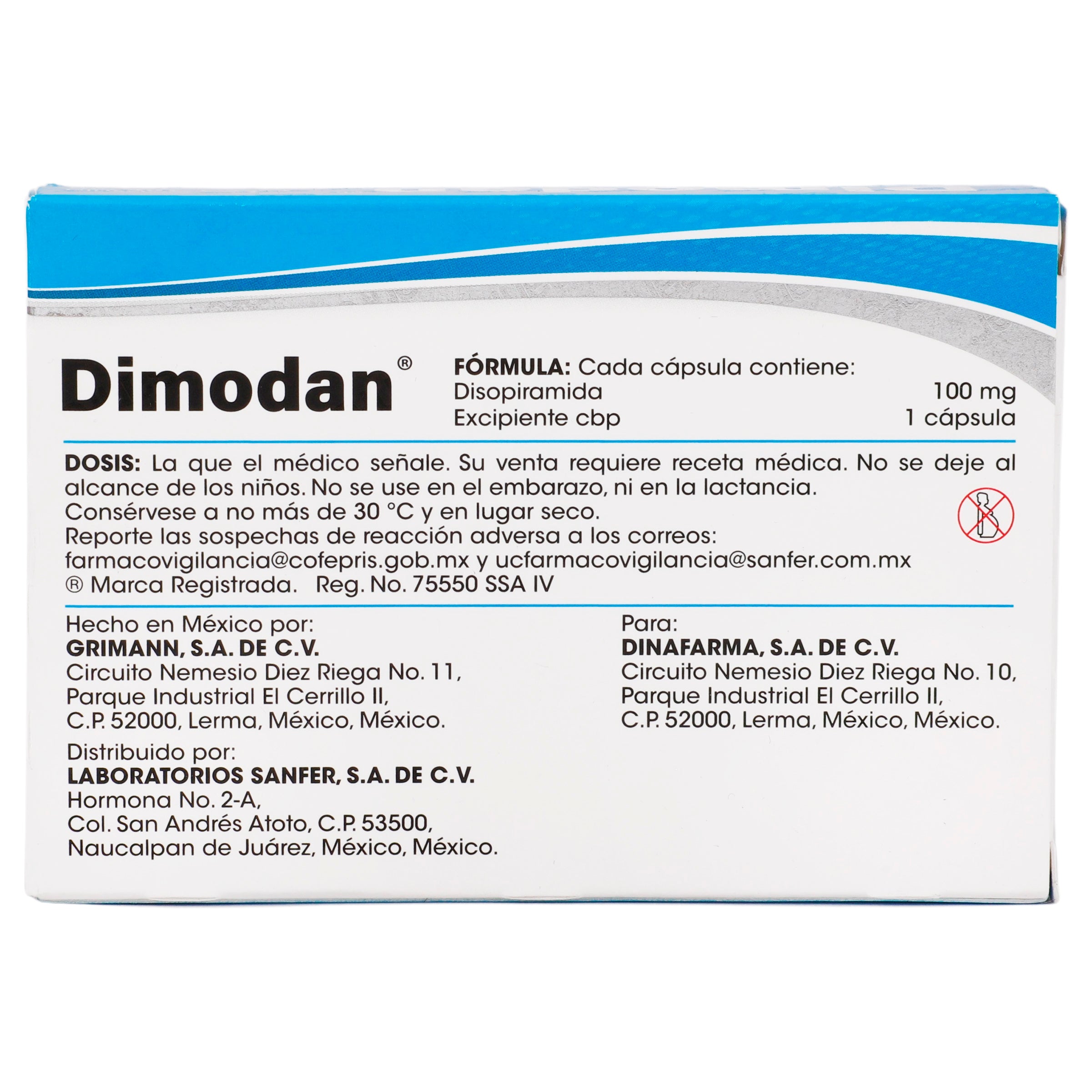 Dimodan 100Mg Con 20 Capsulas (Disopiramida) 6 - 7501070648640