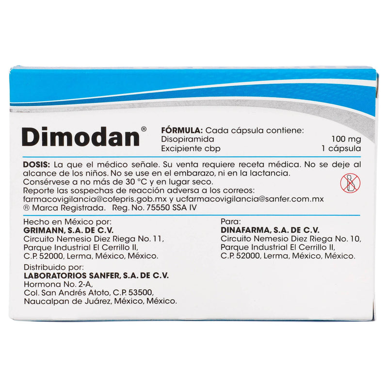 Dimodan 100Mg Con 20 Capsulas (Disopiramida) - WeCare Pharma