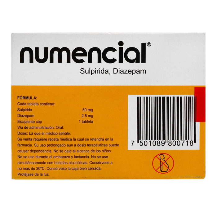 Numencial (Diazepam/Sulpirida) Tabletas 50Mg/2.5Mg Con 30 - WeCare Pharma