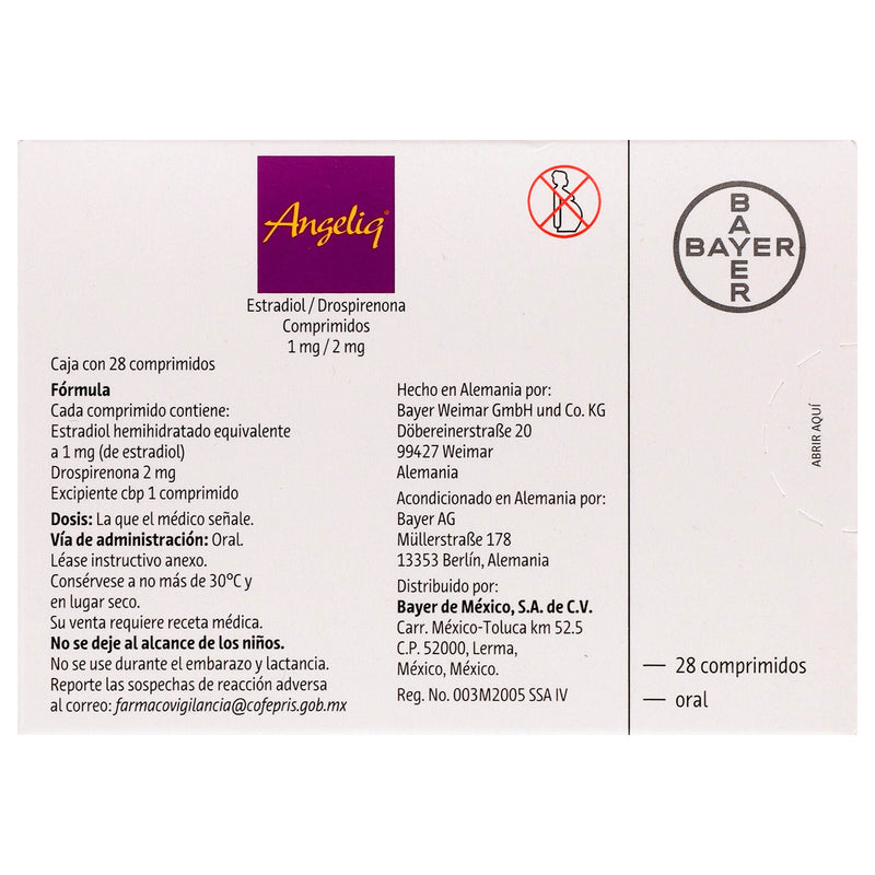 Angeliq 1Mg/2Mg Con 28 Comprimidos (Estradiol/Dropirenona) - WeCare Pharma