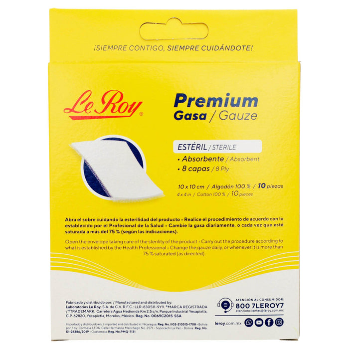 Gasa Estéril Leroy 10X10Cm Con 10 - WeCare Pharma