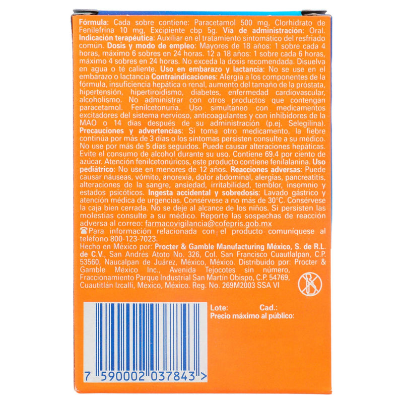 Vick Pyrena Sobres 500Mg/10Mg 5G Con 5 (Paracetamol/Fenilefrina) - WeCare Pharma