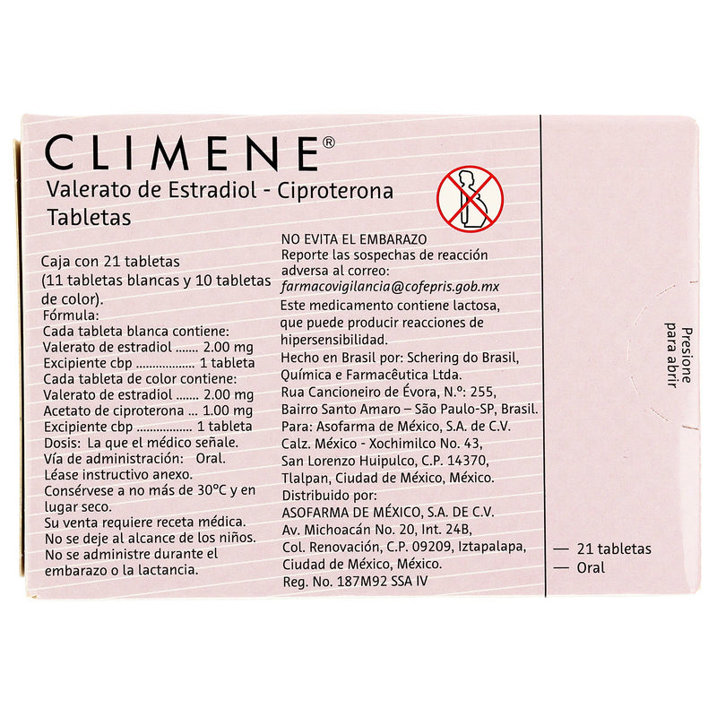 Climene 2Mg/1Mg Con 21 Tabletas (Valerato De Estradiol/Ciproterona) - WeCare Pharma