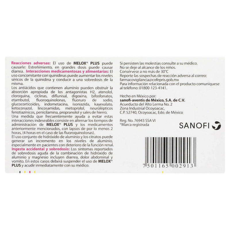 Melox Plus Mast 200Mg Con 50 Menta Tabletas (Aluminio/Magnesio/Simeticona) - WeCare Pharma