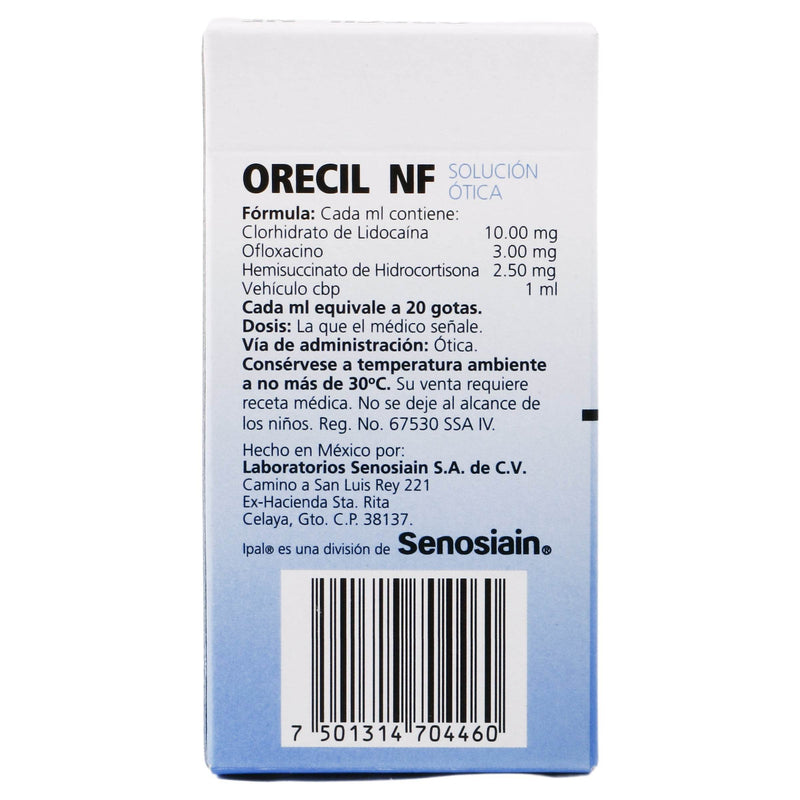 Orecil Nf Gotas Otica 10Mg/3Mg/2.5Mg 10Ml (Lidocaina/Ofloxacino/Hidrocortisona) - WeCare Pharma