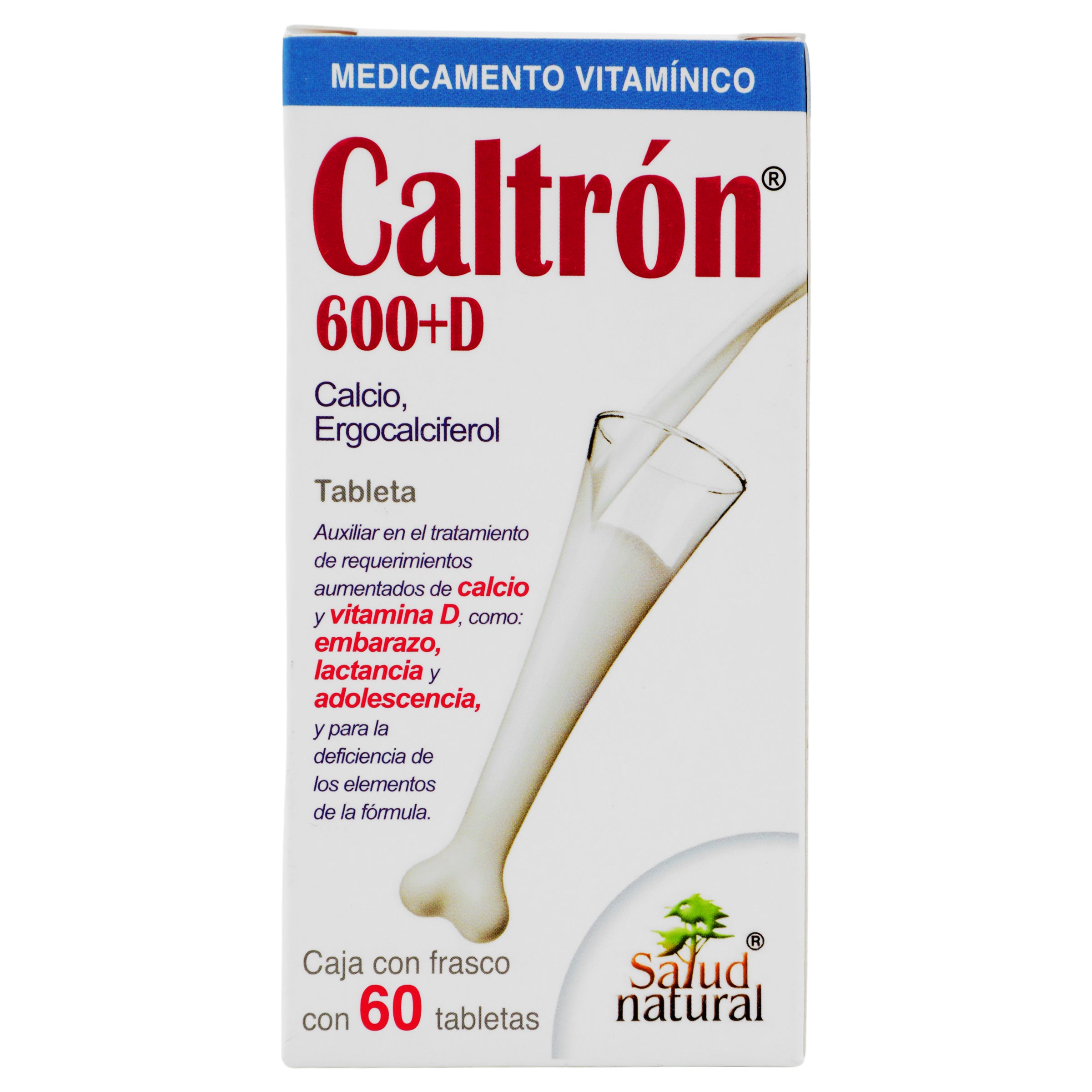 Caltron 600+D Con 60 Tabletas (Calcio/Ergocalciferol) 7 - 714908100099