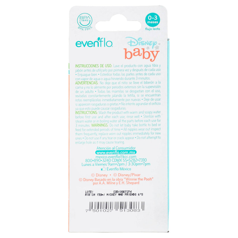 Biberon Cuello Ancho Disney 5Oz Evenflo - WeCare Pharma