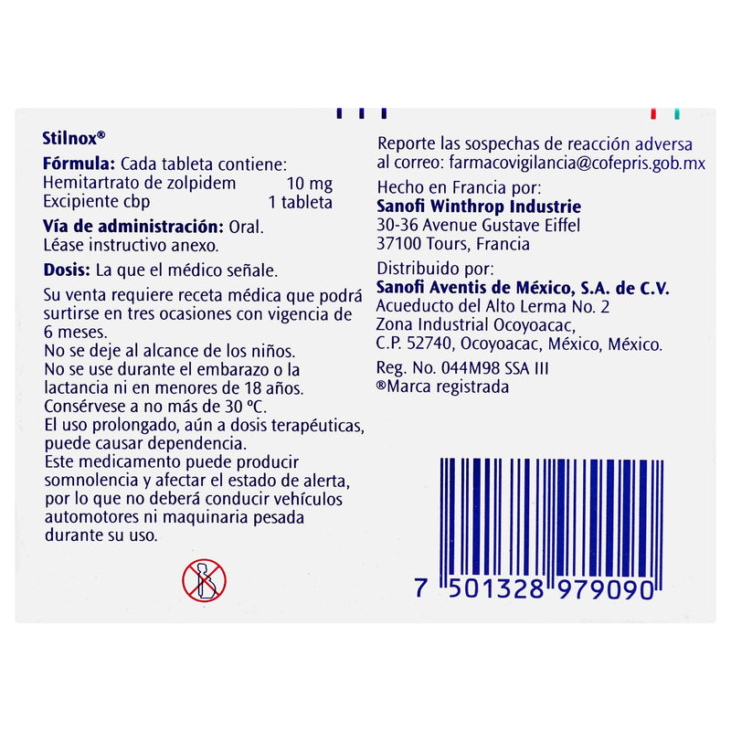 Stilnox (Zolpidem) Tabletas 10Mg Con 10 - WeCare Pharma