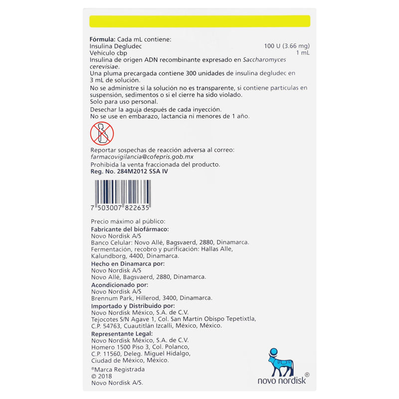 Tresiba Pluma 100Unid/Ml 3Ml Con 5 (Insulina Degludec) - WeCare Pharma