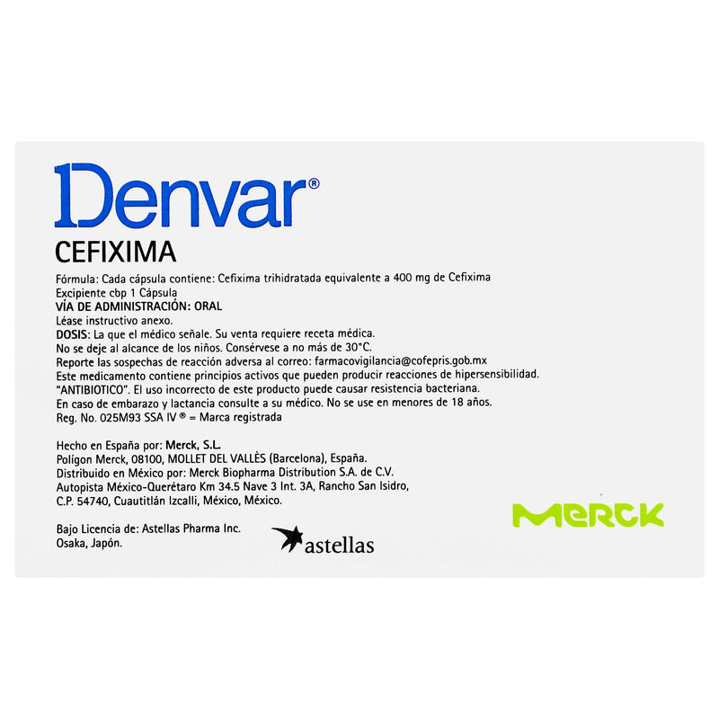 Denvar 400Mg Con 10 Capsulas (Cefixima) - WeCare Pharma