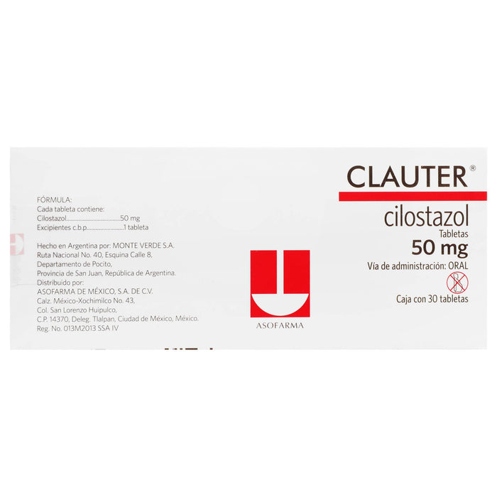 Clauter (Cilostazol) Tabletas 50Mg Con 30 - WeCare Pharma
