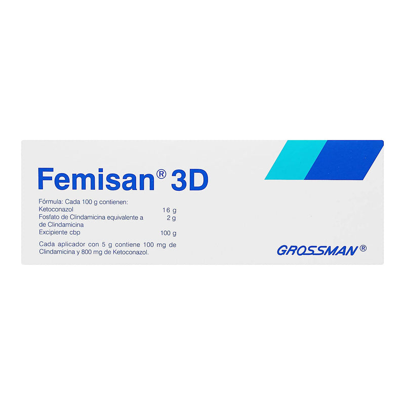 Femisan 3D Crema Vaginal 800Mg/100Mg/5G Y 3 Aplicadores 18G (Ketoconazol/Clindamicina) - WeCare Pharma