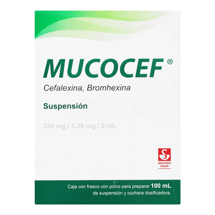 Mucocef (Cefalexina/Bromhexina) Suspensión 250Mg Con 100Ml - WeCare Pharma