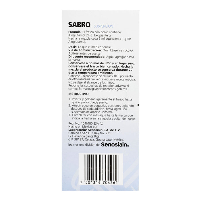 Sabro Suspensión 1G/5Ml 120Ml (Aloglutamol) 5 - 7501314704262