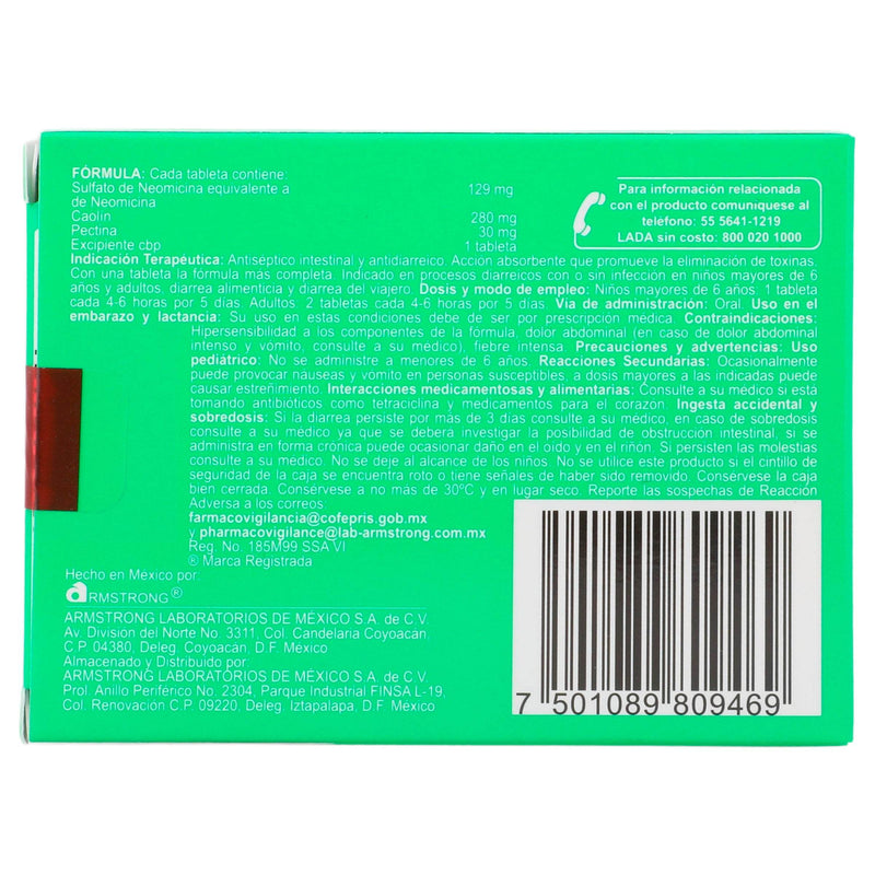 Kaomycin 129Mg/280Mg/30Mg Con 20 Tabletas (Neomicina/Caolin/Pectina) - WeCare Pharma