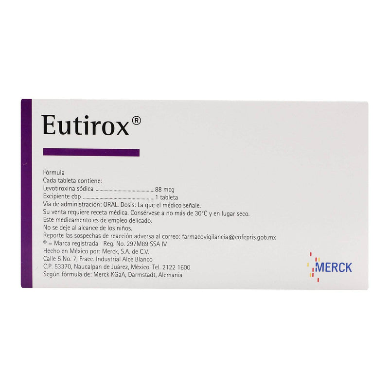 Eutirox 88Mcg Con 50 Tabletas (Levotiroxina Sodica) - WeCare Pharma